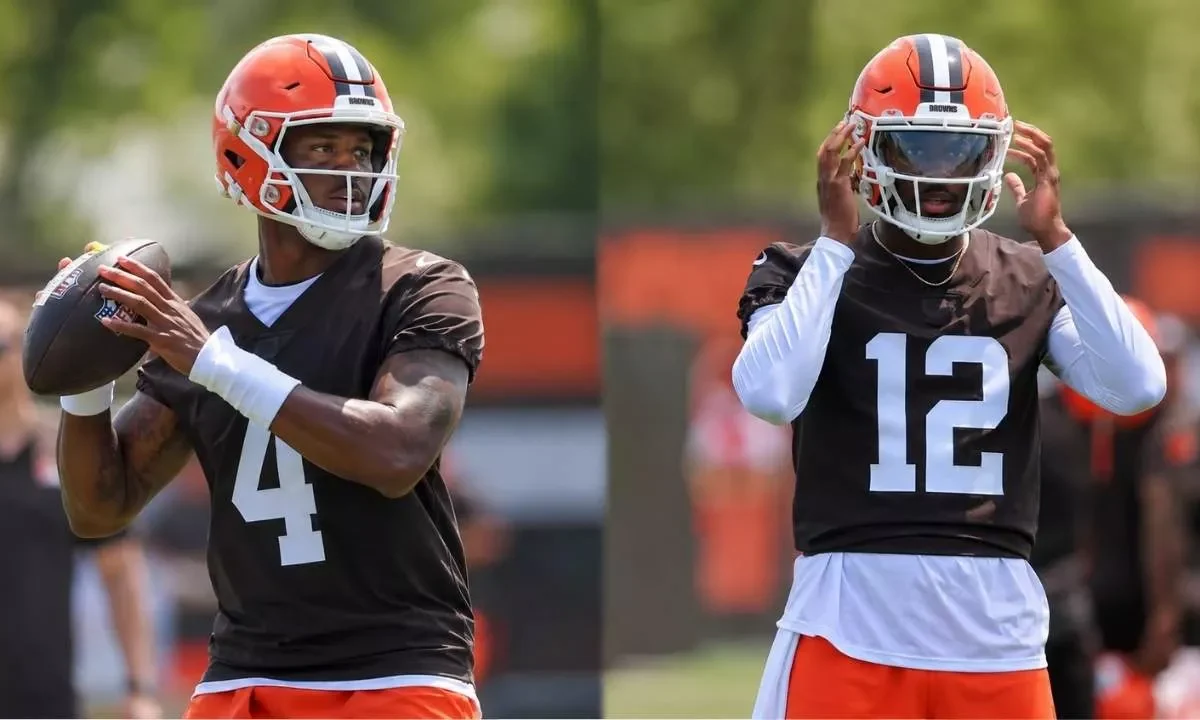Deshaun Watson and Shedeur Sanders Cleveland Browns training camp quarterback competition