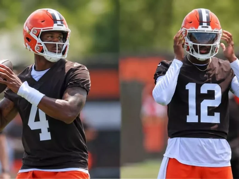 Deshaun Watson and Shedeur Sanders Cleveland Browns training camp quarterback competition