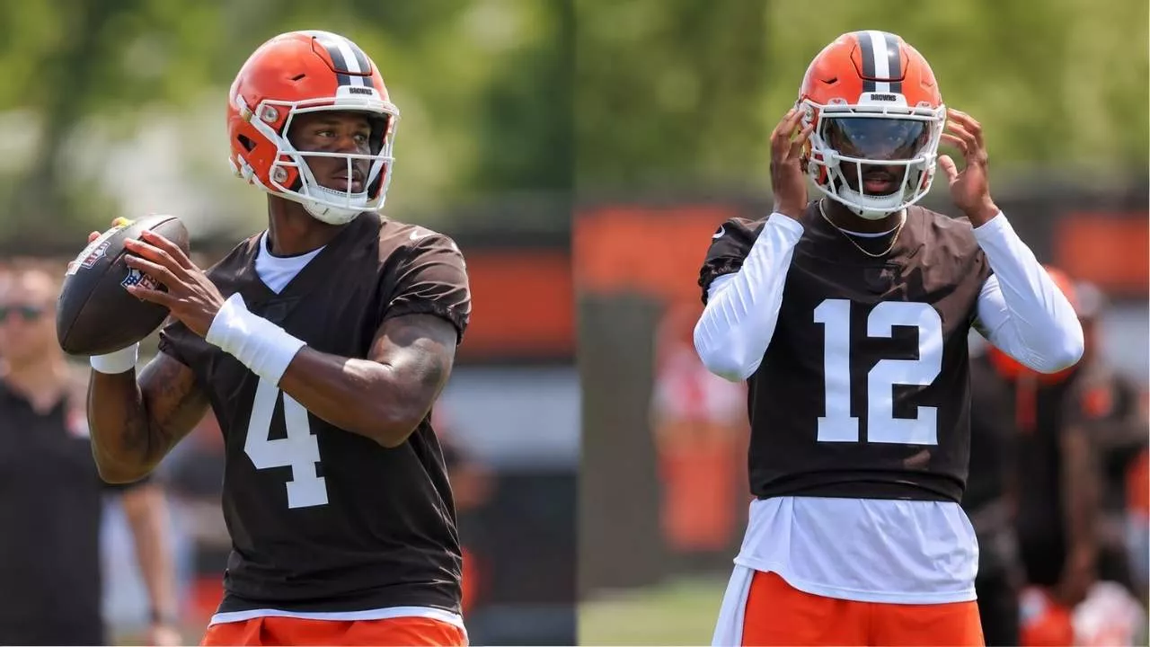 Deshaun Watson and Shedeur Sanders Cleveland Browns training camp quarterback competition